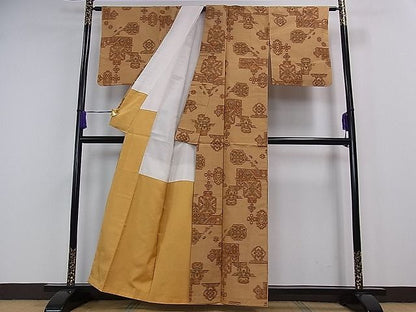 平和屋着物■上質な紬 吉祥花文 逸品 ze3982