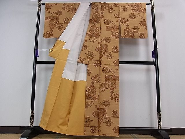 平和屋着物■上質な紬 吉祥花文 逸品 ze3982