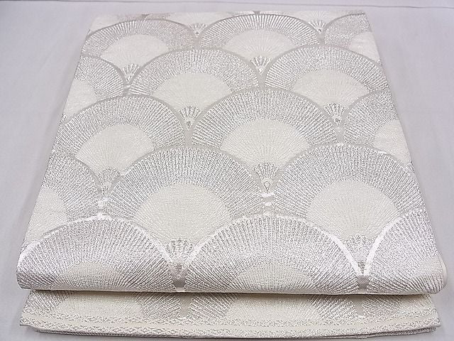 平和屋着物■六通柄袋帯 青海波花文 銀糸 逸品 ze5434