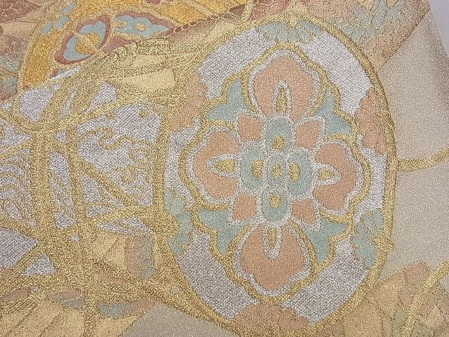 平和屋着物■六通柄袋帯　鼓飛鶴吉祥花文　金銀糸　逸品　ze5449
