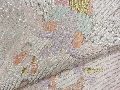 平和屋着物■六通柄袋帯　唐織　孔雀吉祥文　金銀糸　逸品　ze5600