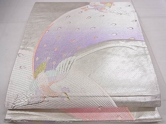 平和屋着物■六通柄袋帯　唐織　孔雀吉祥文　金銀糸　逸品　ze5600