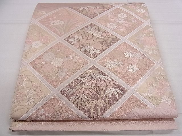 平和屋着物■六通柄袋帯 菱草花文 金糸 逸品 ze5653