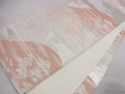平和屋着物■六通柄袋帯 遠山草花文 銀糸 逸品 ze5662