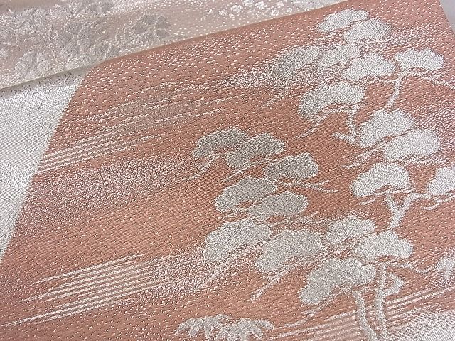平和屋着物■六通柄袋帯 遠山草花文 銀糸 逸品 ze5662