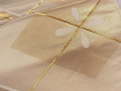 平和屋着物■六通柄袋帯 駒刺繍 花菱文 金糸 逸品 ze5687