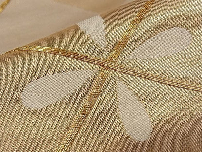 平和屋着物■六通柄袋帯 駒刺繍 花菱文 金糸 逸品 ze5687