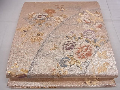 平和屋着物■六通柄袋帯　地紙枝花文　金銀糸　逸品　ze5707