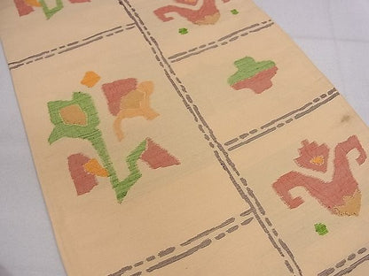 平和屋着物■西陣 六通柄京袋帯 紬地 吉祥花文 高島屋扱い 逸品 未使用 ze6353