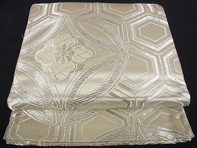 平和屋着物■六通柄袋帯 七宝花文 銀糸 逸品 zy0371