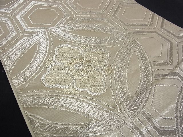 平和屋着物■六通柄袋帯 七宝花文 銀糸 逸品 zy0371