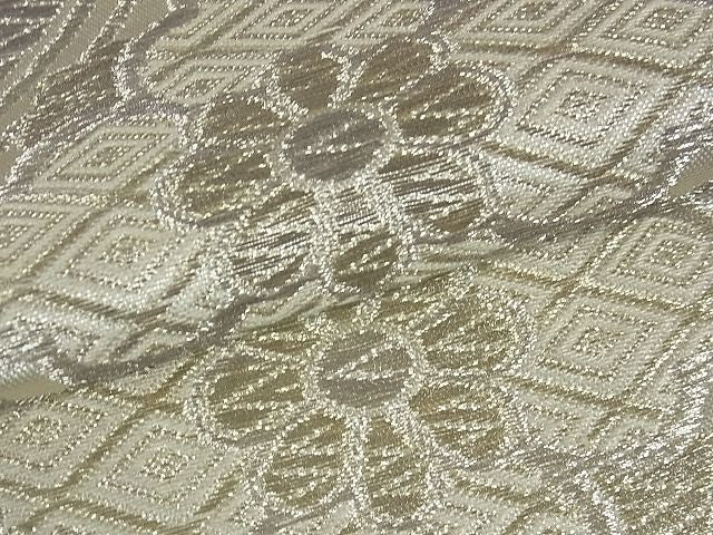 平和屋着物■六通柄袋帯 七宝花文 銀糸 逸品 zy0371