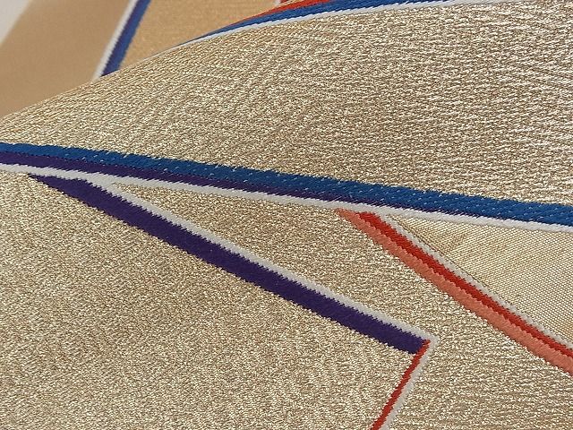 平和屋着物■六通柄袋帯 色紙重ね 金糸 逸品 zy0743