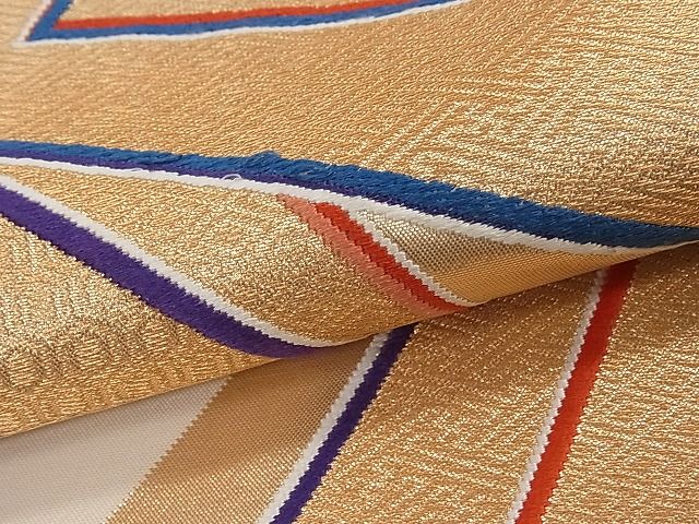 平和屋着物■六通柄袋帯 色紙重ね 金糸 逸品 zy0743